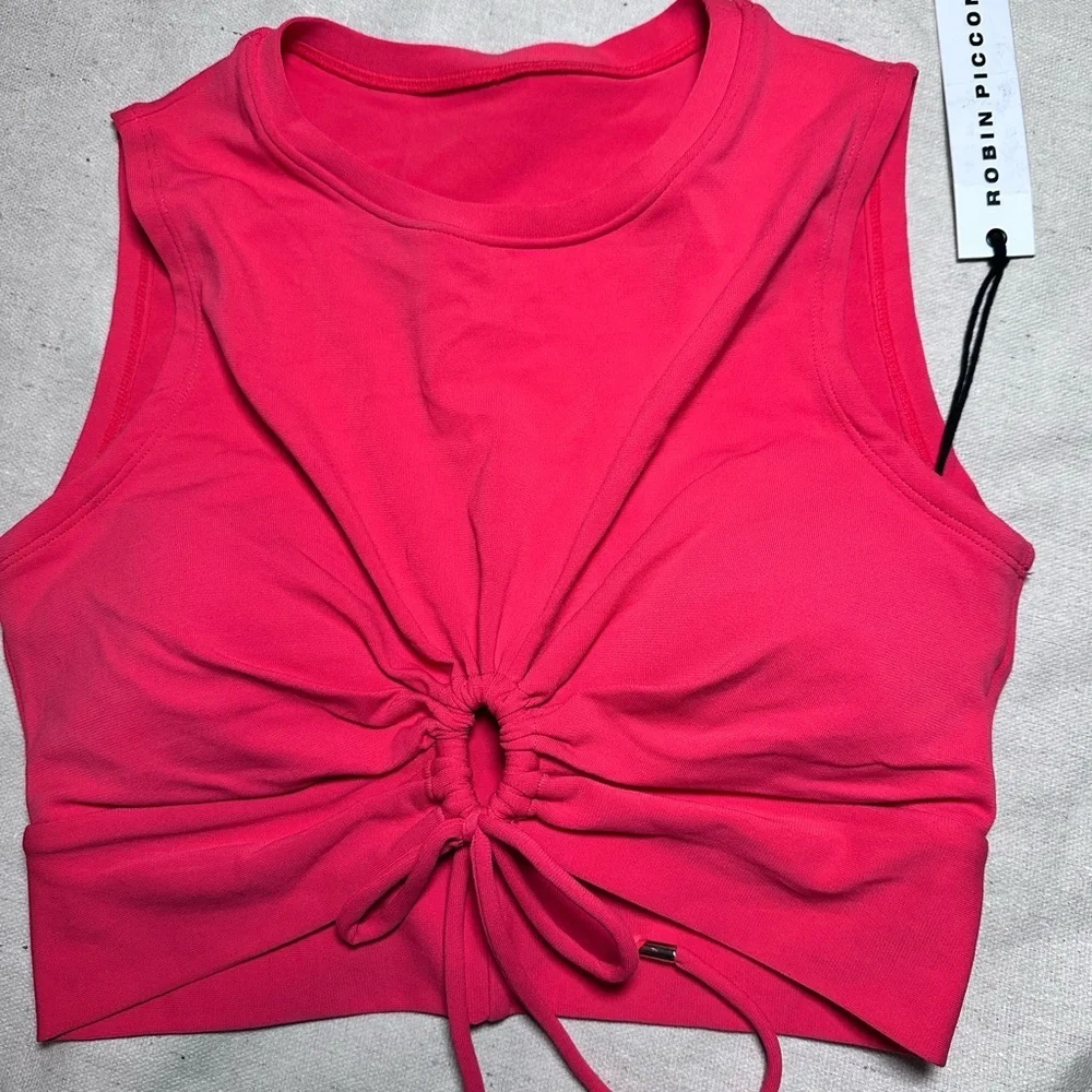 ROBIN PICCONE Aubrey Tank Top Swimsuit Tank Top Poppy Small Keyhole NWT - Picture 3 of 7